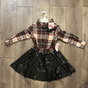 Plaid and Black Kids Casual Dress NWT